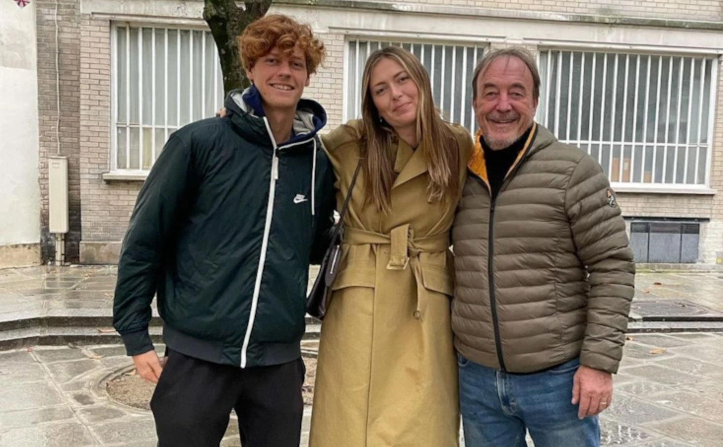 Jannik Sinner, Maria Sharapova e o técnico Riccardo Piatti